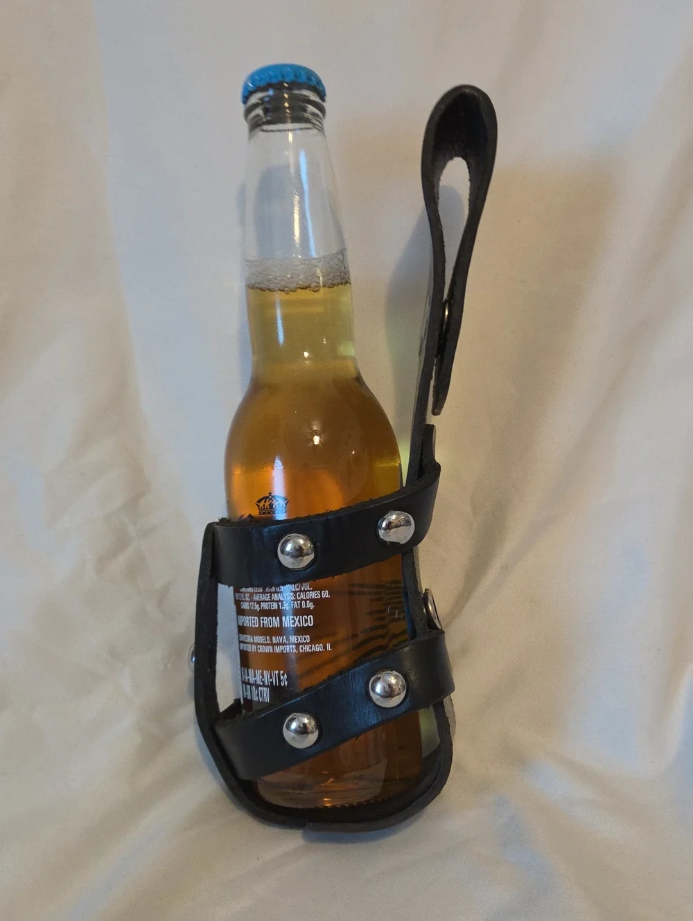 Black Leather Bottle Or CanHolder Belt Loop - Men Accessories